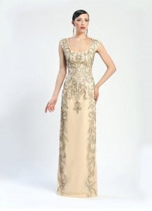 Cleopatra Meets Liz Taylor Embroidered Column Ball Gown by Sue Wong