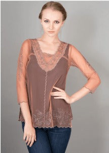Victorian Vintage Inspired Top in Rose/Silver by Nataya