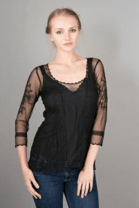 Vintage Inspired Art Nouveau Top in Black by Nataya