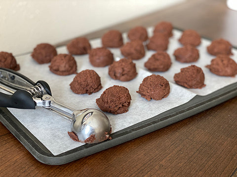 Double Chocolate Chip with Fresh Mint Frozen Cookie Dough Balls