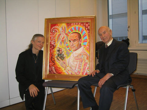 Albert Hofmann and Alex Grey With St Albert Painting