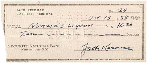 Jack Kerouac Check to Liquor Store