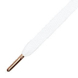 Flat White Shoelaces with Rose Gold Tip 