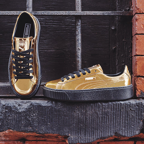 puma basket platform metallic bronze