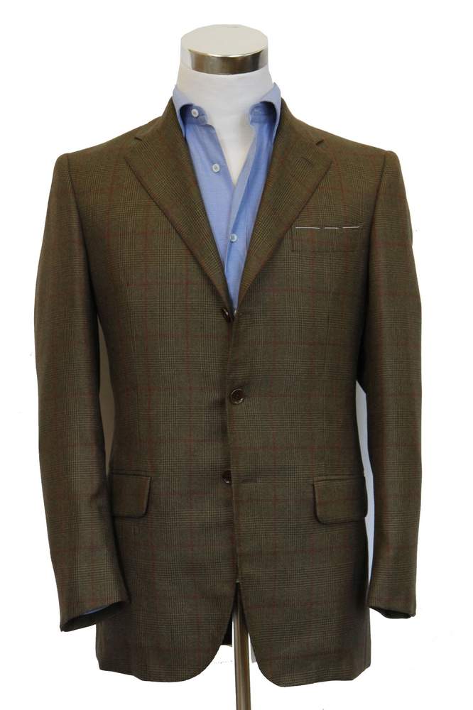 Stile Latino Sport Coat: 38R, Brown plaid with rusty red overplaid,  3-button, pure cashmere