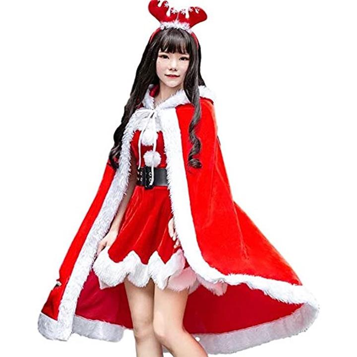 サンタ 衣装 ドレス クリスマス サンタクロース コスプレ 仮装 レディース 帽子カチューシャ付き