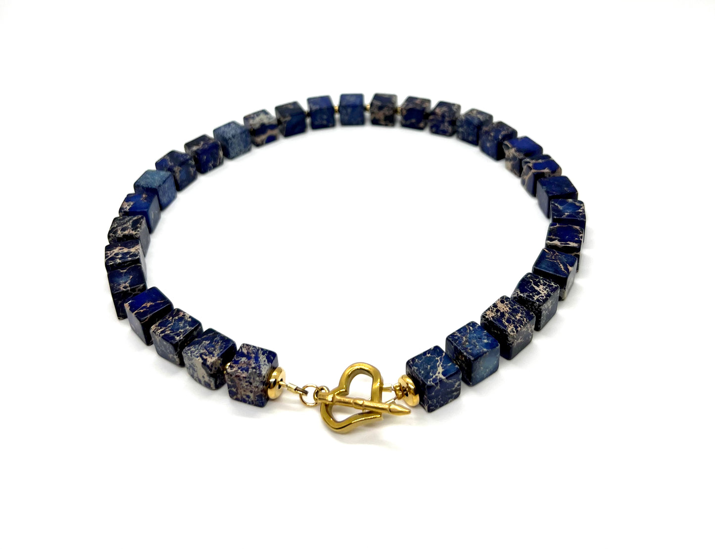 Jasper Cube Necklace and Earrings Set