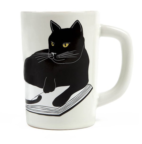 cat and bookstore mug