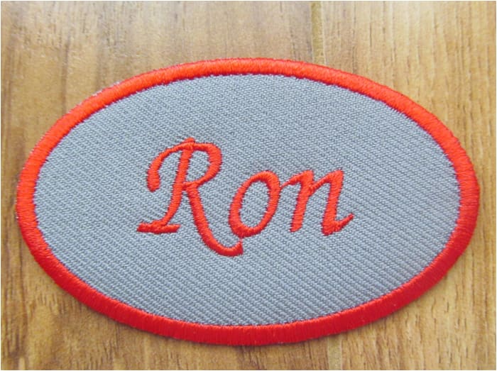 Custom Embroided Name Tag Iron On Patch-WHITE-Circle Monogram 1 patch 