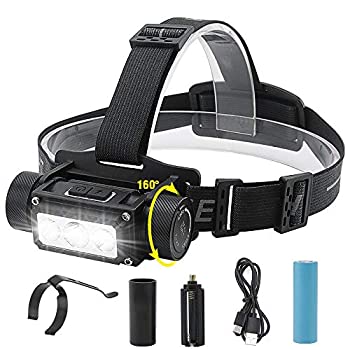 Boruit Multi-functional 6 modes 1000 lumens 3 LED headlamp IPX4 water resistant 4000mah capacity,Tape-C Usb rechargable great for you working,Camping and Hiking Gear