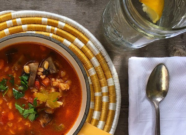 mushroom-farro soup-jojos-sriracha 