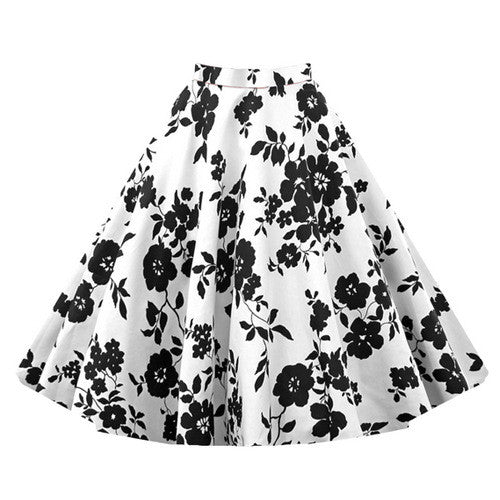 black and white floral skirt