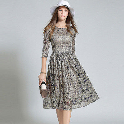 gray lace cocktail dress