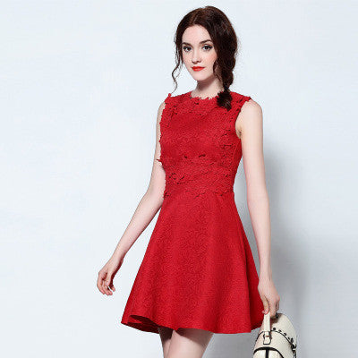 mini red lace dress