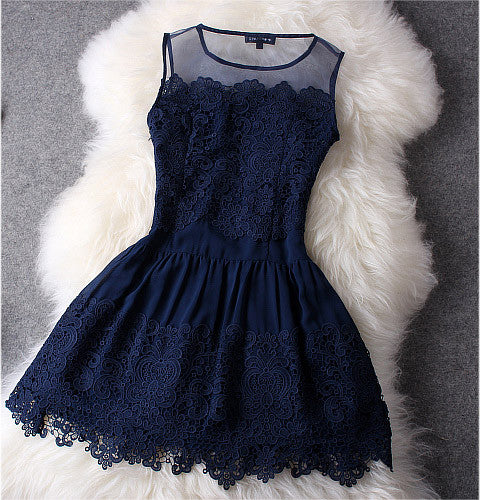 navy blue 50s dress