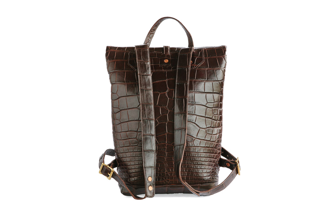 Loyal stricklin leather alligator leather ruck sack backpack