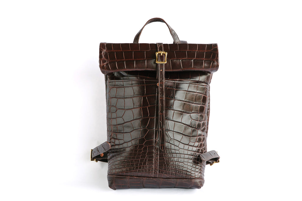 Loyal stricklin leather alligator leather ruck sack backpack