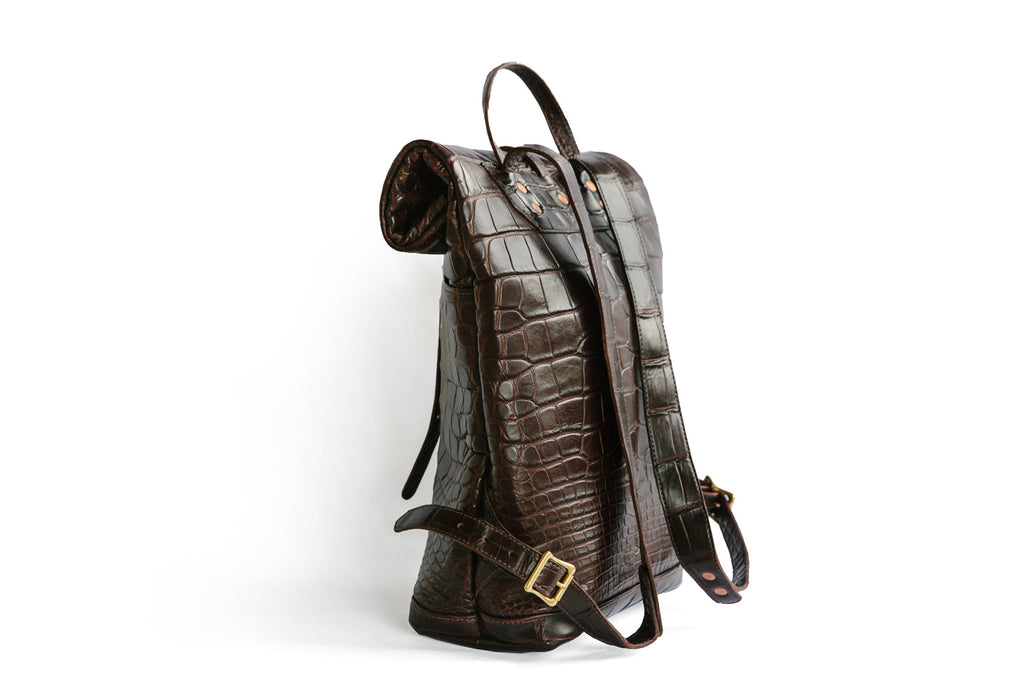 Loyal stricklin leather alligator leather ruck sack backpack