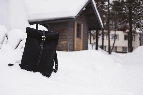 Loyal Stricklin Black Waxed Canvas Rucksack in Finland