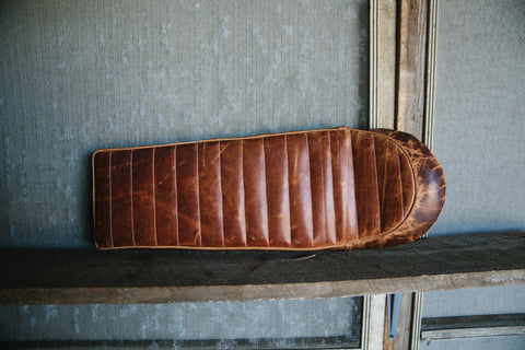 CB750 honda motorcycle seat. distressed horween natural dublin leather