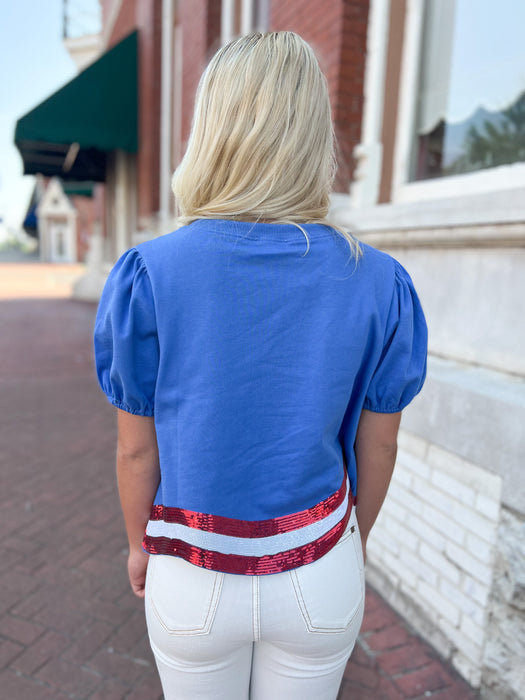 STARS AND STRIPES HEM SEQUIN TEE