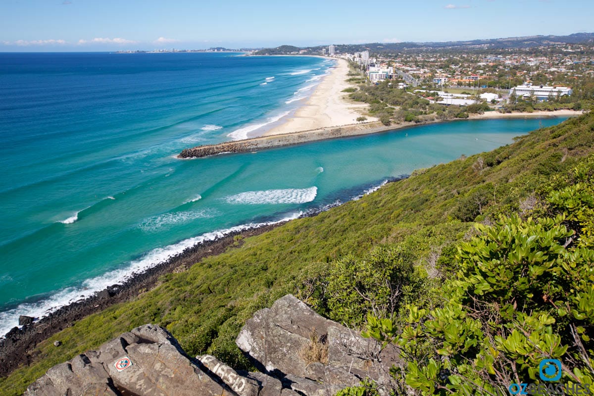 Aerial view of Palm Beach from Burleigh Heads lookout QLD