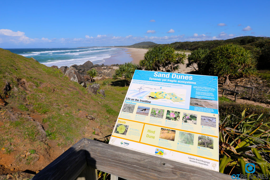 Sand dunes sign at Cabarita Beach Norries Head NSW