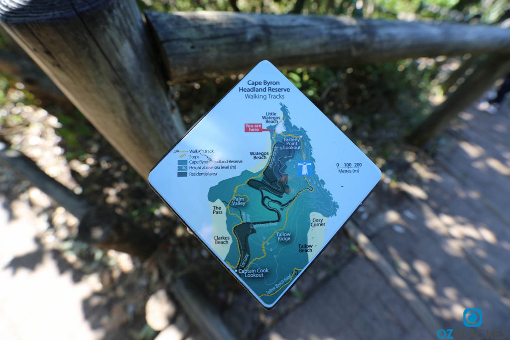 Cape Byron Headland Reserve walking trail sign, Byron Bay NSW