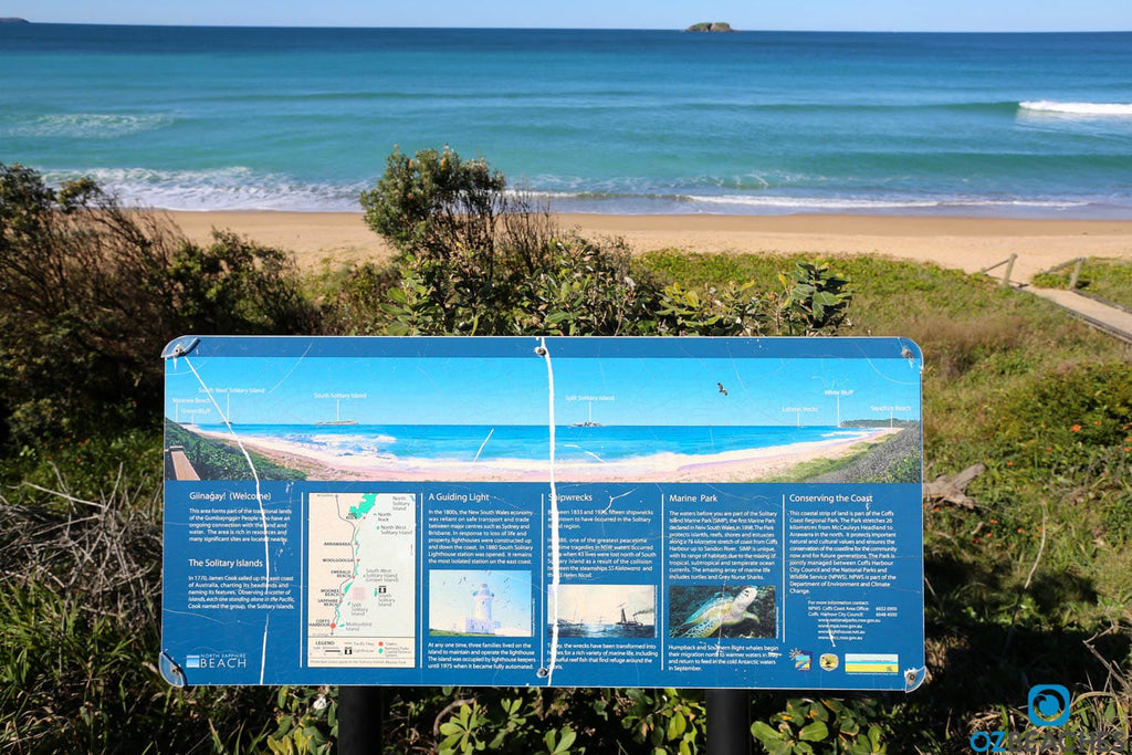 Coastal signs at Sapphire Beach provide loads of information