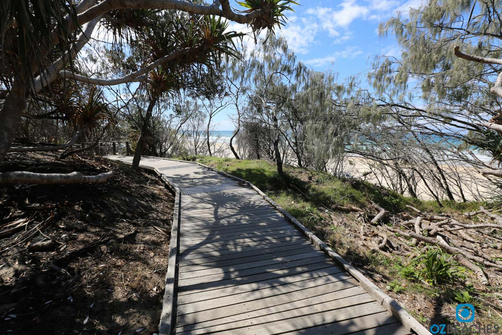 The upper boardwalk at Eli Creek on Fraser Island leads to the toilets