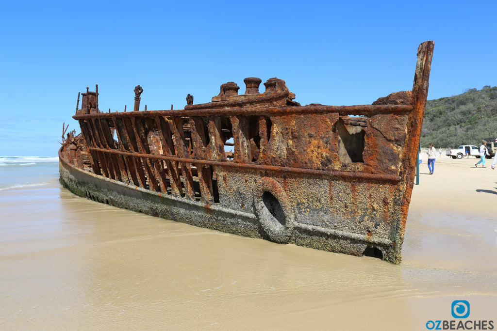 Long view from the bow to the stern of the wreck of the SS Maheno