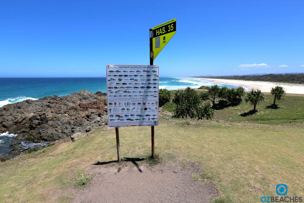 Fish species and bag limit sign at Hastings Point NSW