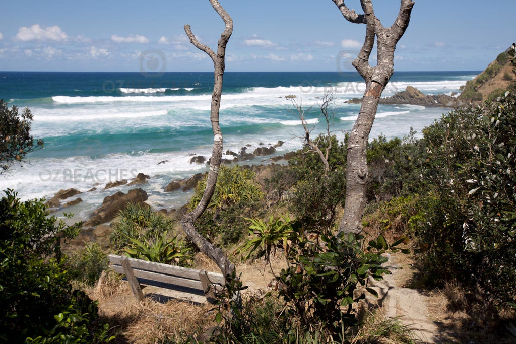 Scenic place for a seat by the sea - Kings Beach at Broken Head in NSW