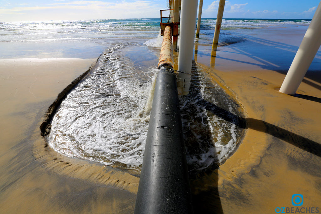 A leaking pipe at Letitia Spit sand bypass system