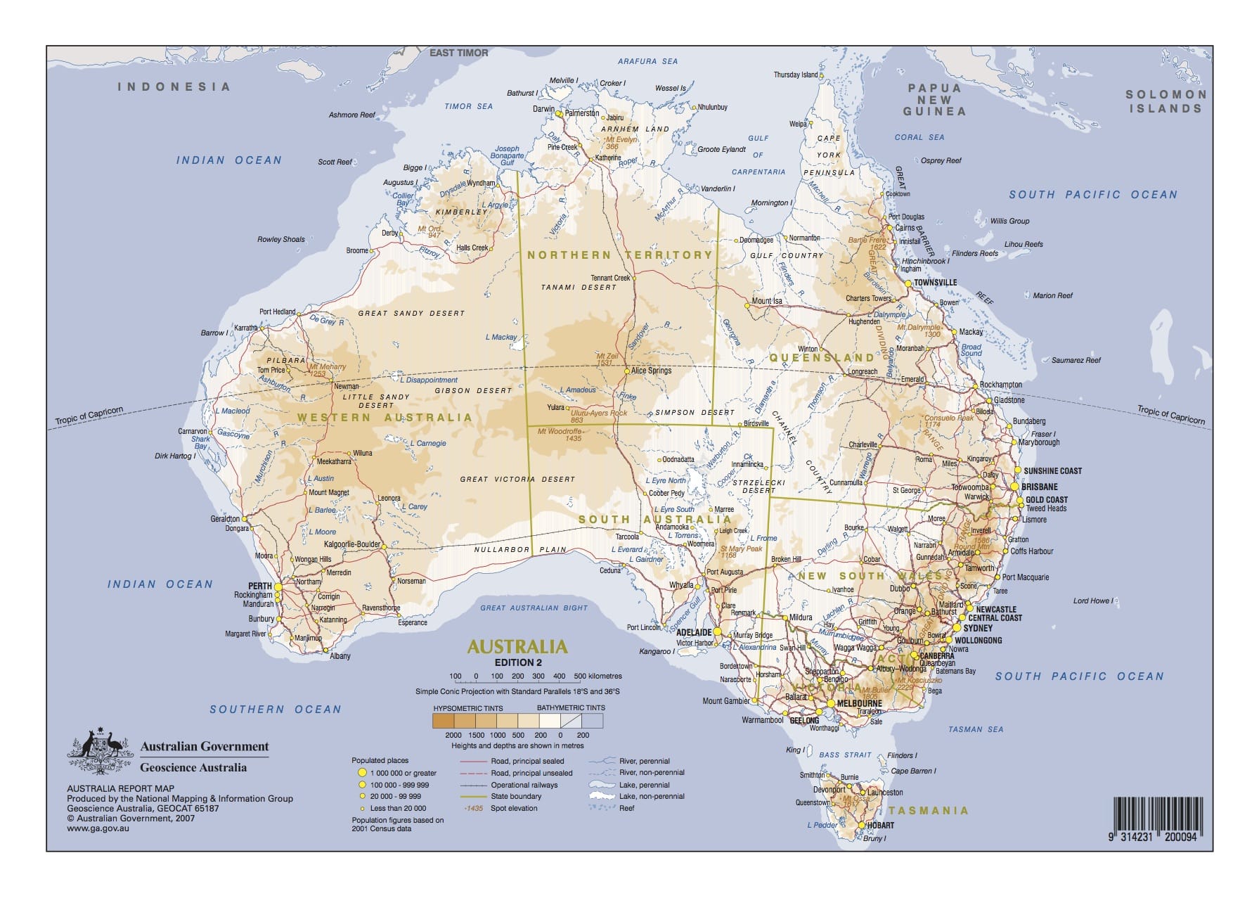 Coastline map of Australia