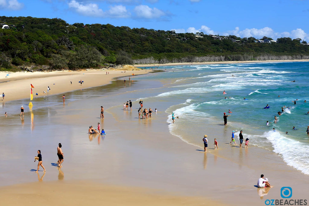 Cylinder Beach on North Stradbroke Island is very popular with families