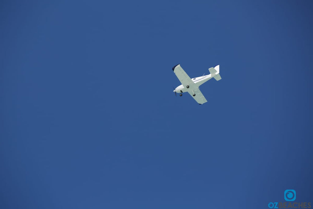 Plane flying over South Stradbroke Island