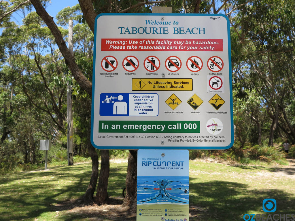 Sign at Tabourie Beach NSW