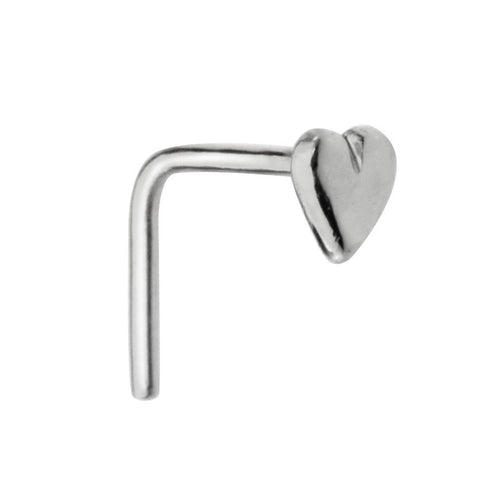 Sterling silver solid valentine heart nose ring stud.