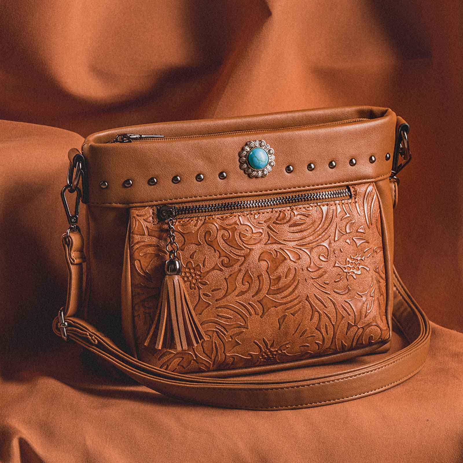 leather embossed purse