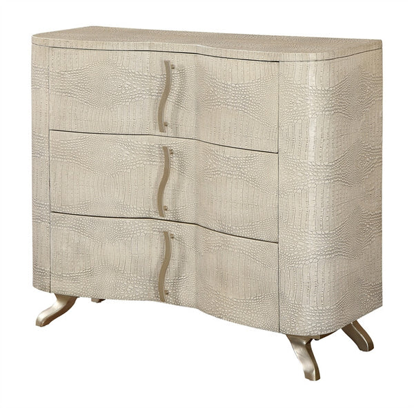 Alligator Emboss Finish Chest Ivory Katy Furniture