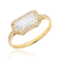 emerald cut east-west white topaz engagement band