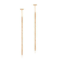 Pave and gold diamond bars dangling cascade earrings