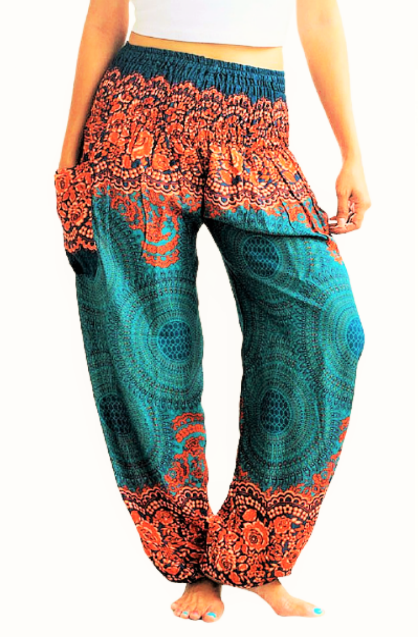 Teal Floral Mandala Harem Pant Trousers – GYPSEA CARAVAN