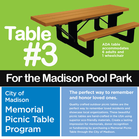 Recycled plastic picnic tables fundraiser in memory of Jackie Lange