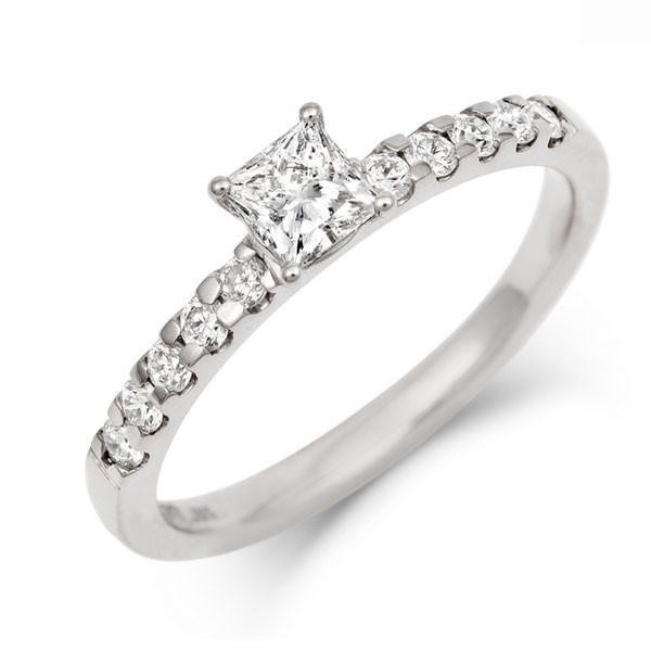 0.3ct Princess Ethical Solitaire Diamond Engagement Ring with Diamond Set Band - CRED Jewellery - Fairtrade Jewellery - 1