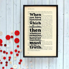 Book Print - However improbable, must be the truth - Sherlock-Print / Poster-Book Lover Gifts