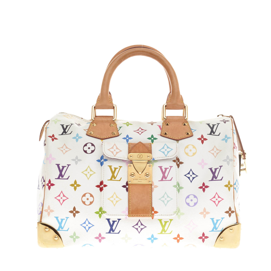 Buy Louis Vuitton Speedy Handbag Monogram Multicolor 30 White 128401 – Rebag