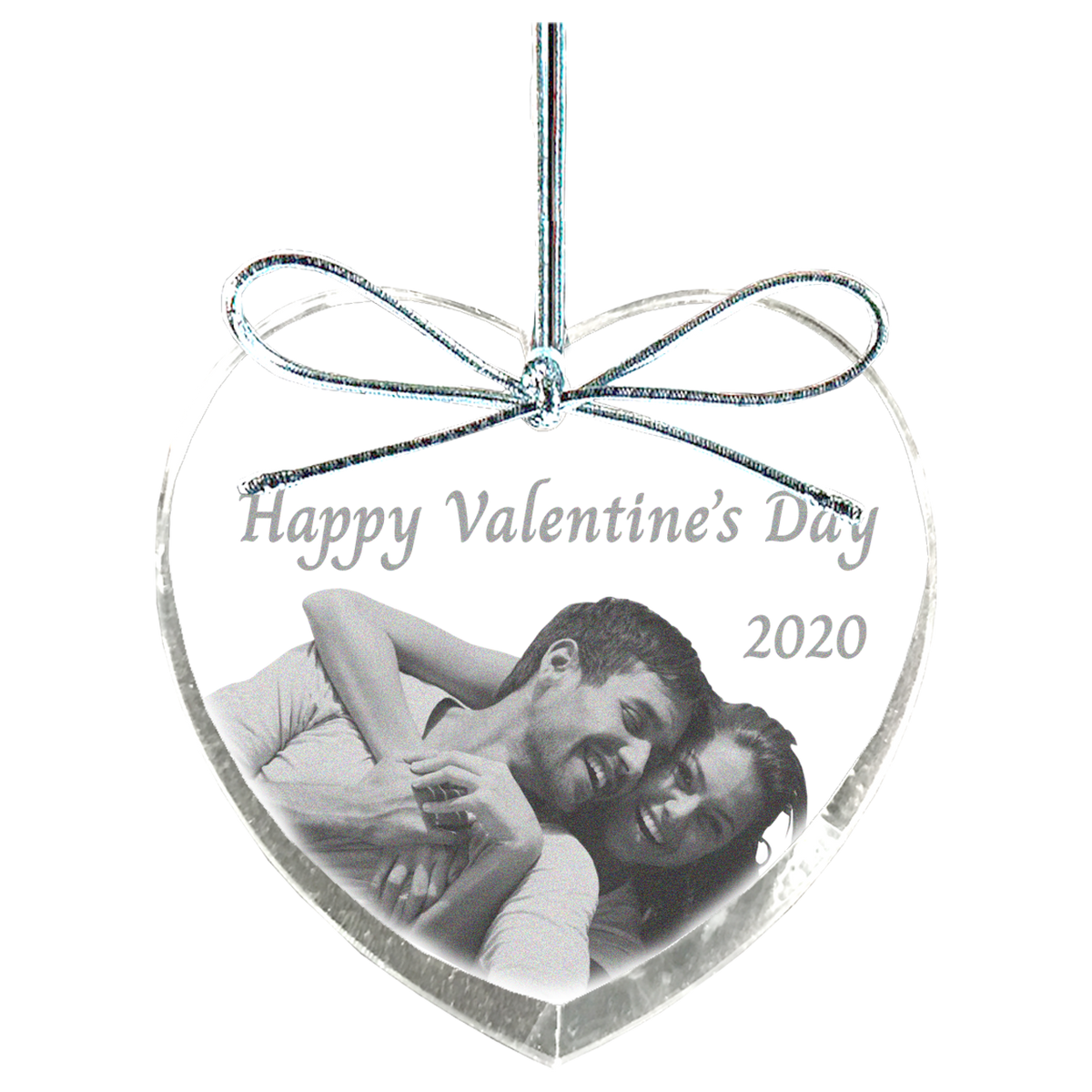 2d Engraved Crystal Heart Ornament Etched Memory