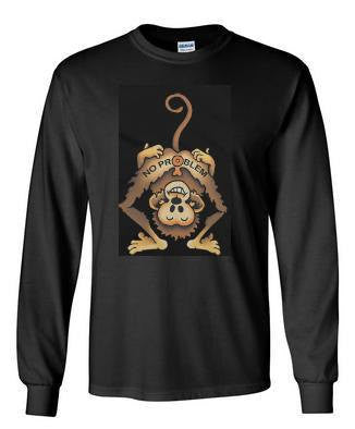 no problem monkey long sleeve Tshirts screen printed longsleeved tee cool funny monk